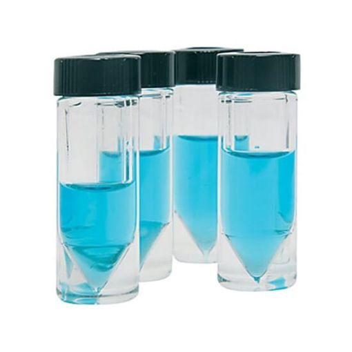 Bild på 5 mL Wheaton V-Vial: clear glass, graduated, with open-top cap and PTFE-faced silicone liner. Compat