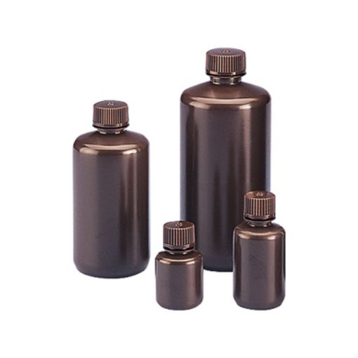Bild på Amber narrow mouth round bottle, HDPE, 500 ml, 12 pcs.