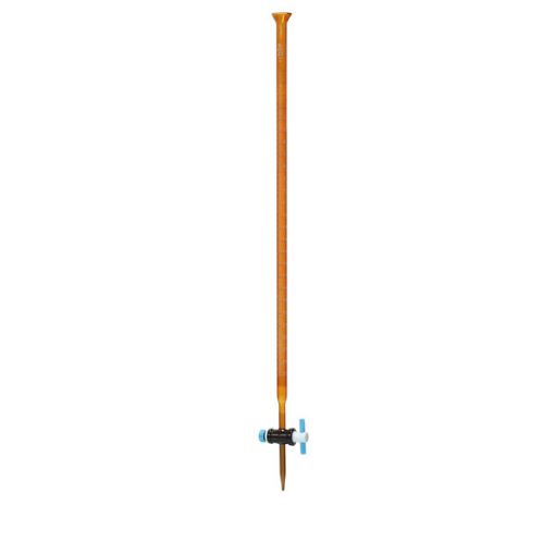 Bild på Amber burette with PTFE straight stopcock and funnel top, class A, 10 ml, 1 pc