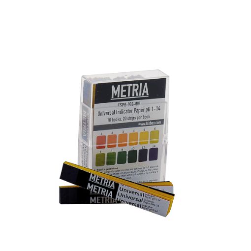 Bild på Universal pH test papers, strips, pH 4,0 - pH 8,0, Interval: 0,5 pH, 10x20 strips/pack