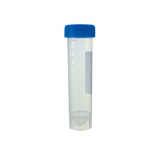 Bild på Graduated Centrifuge tubes with skirt and blue screw cap, 50 ml,PP,ind.flow pack, Sterile, 10x50pcs