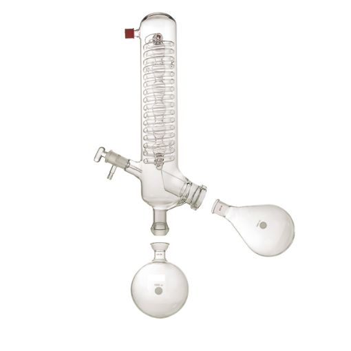 Bild på Set of glassware vertical, including condenser, evaporating flask (29/32) and receiving flask (35/20