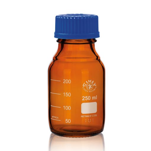 Bild på Laboratory bottle with ISO thread, graduated, borosilicate 3.3, amber, 500 ml , 10 pcs