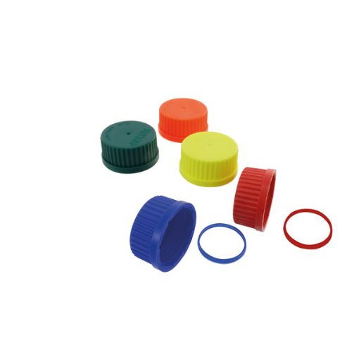 Bild på Yellow screw cap for laboratory bottles with ISO thread, GL 45, polypropylene, 10 pcs