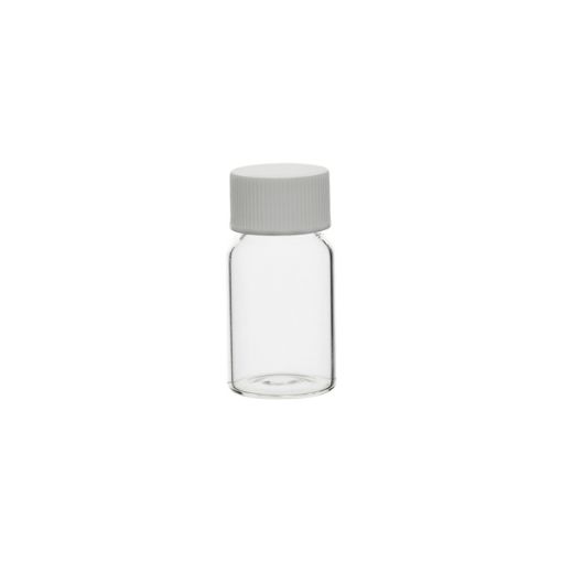 Bild på Clear glass sample vial with white screw cap and EPE joint, 10 ml, 195 pcs