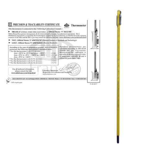 Bild på Thermometer with precision and traceability certificate, Alla France, -10 + 60 ºC