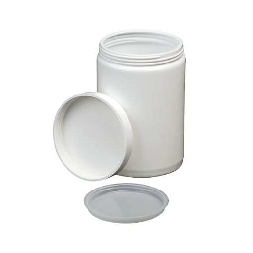 Bild på Wide mouth bottle with lid and insert plug, HDPE, opaque, 250 ml, 10 pcs