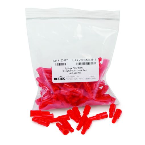 Bild på Syringe Filter, 4mm 0.45um PVDF Red Luer Lock 100-pk