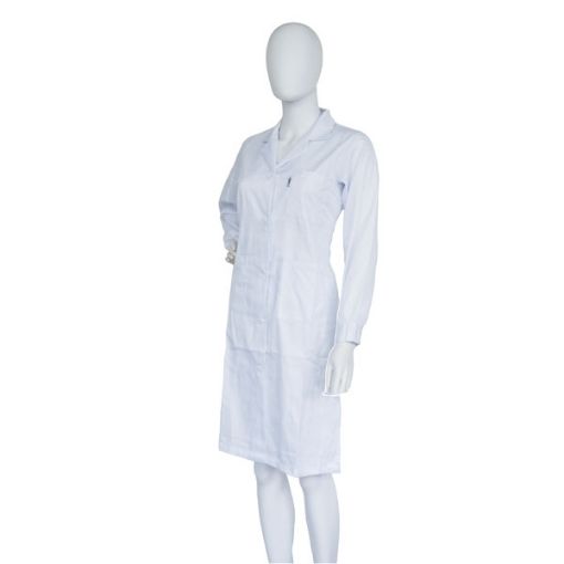 Bild på Lab-coat 100% cotton with snap button, woman, white, size XL (54-56)