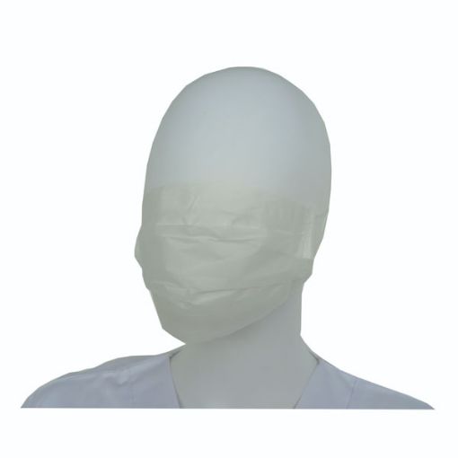 Bild på Disposable tie mask, 1 single layer of paper with self-adjusting elastic band, white, 100 pcs
