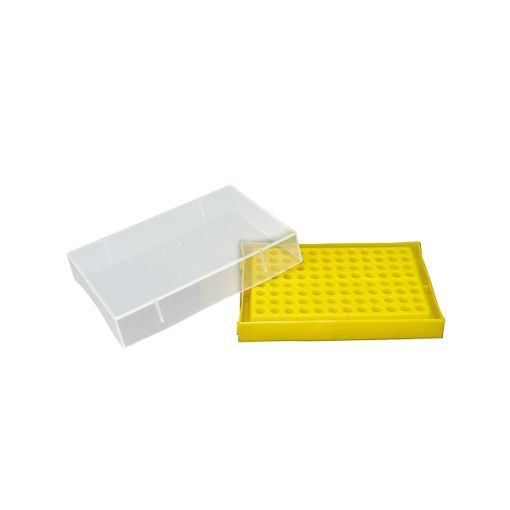 Bild på PCR microtube storage box with transparent lid, PP, up to 96 (8x12) tubes of 0,2 ml, Yellow color