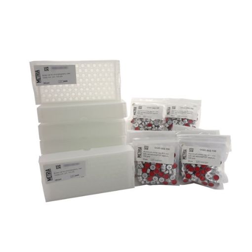 Bild på 2 ml crimp vial, clear glass with aluminium crimp cap with Silicone/FEP septum, 1000 pcs