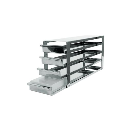 Bild på Rack with sliding shelfs, stainless steel, for 5 x 4 cryoboxes of 50 mm tall