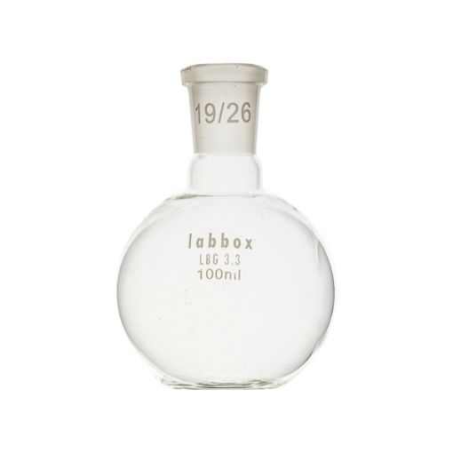 Bild på Boiling flask, flat bottom, LBG 3.3, mouth 14/23, 50 ml, 12 pcs